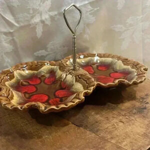 Vintage  MCM Drip Ceramic Serving Tray